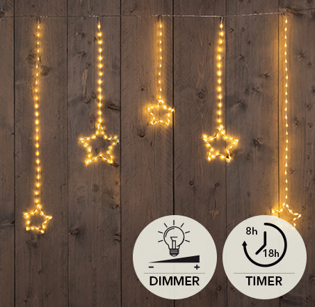 Guirlande Lumineuse Rideau LED avec Étoiles 90CM