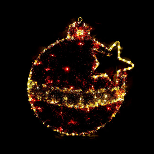 Décoration de Noël lumineuse LED - Rouge et blanc chaud - 60x55cm
