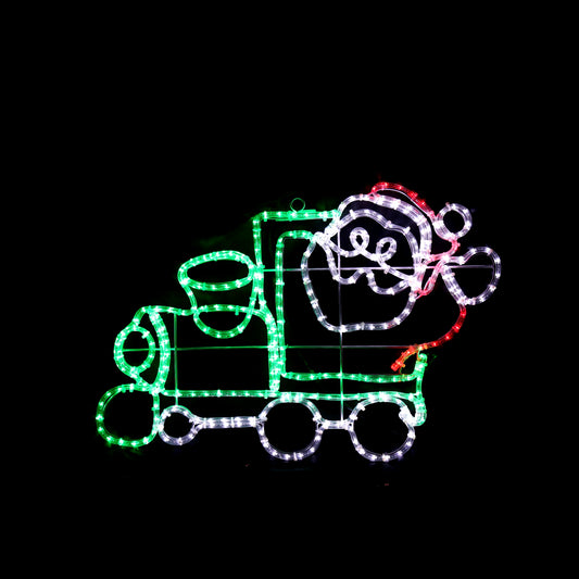Figure LED - Père Noël dans son train - 82x55 cm