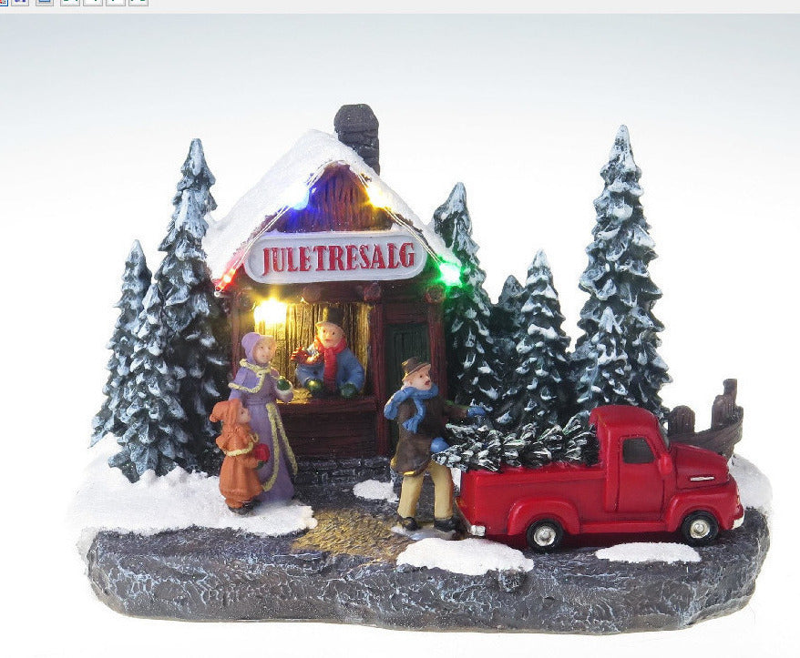 Christmas Tree Stall - Christmas Village Scene - Santa's Light Shop