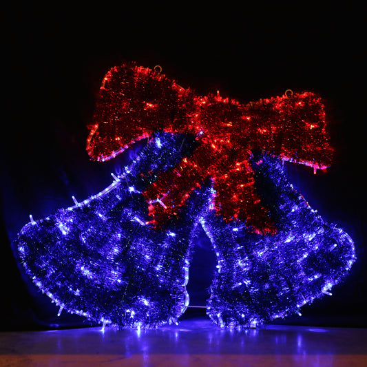 Lumière LED CLOCHE de Noël - Rouge et Bleu - 73x55cm