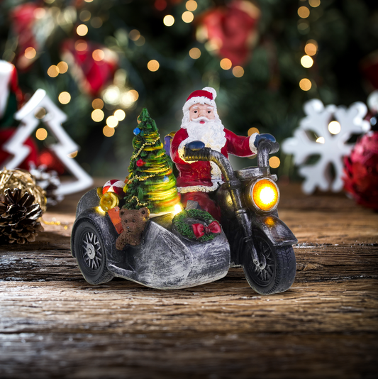Père Noël à moto avec side-car - Village de Noël