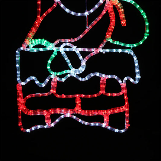 Figure LED - Père Noël dans la cheminée - 55x85cm