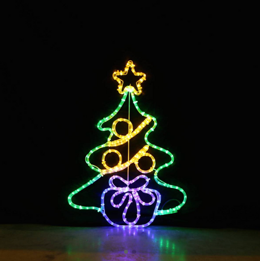 Sapin de Noël avec cadeau - Motif LED 75x53