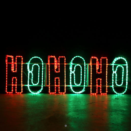 Panneau de Noël LED HO HO HO - 150x38 Rouge et Vert