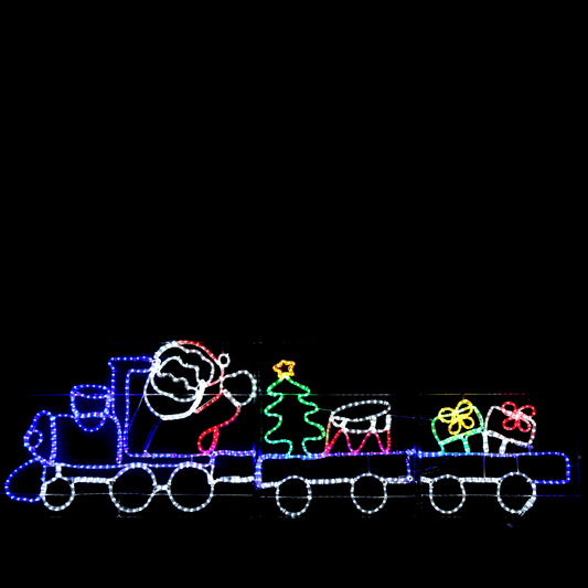 Train du Père Noël - lumières de Noël extérieures - 78x258cm