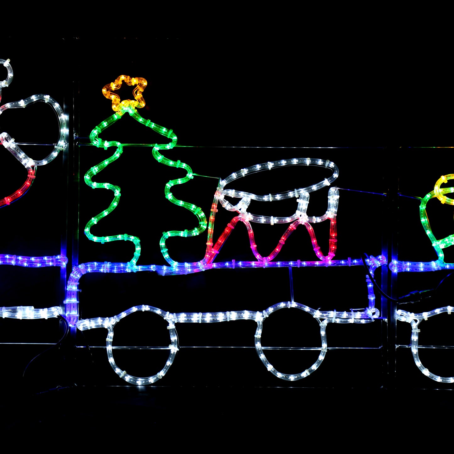 Train du Père Noël - lumières de Noël extérieures - 78x258cm