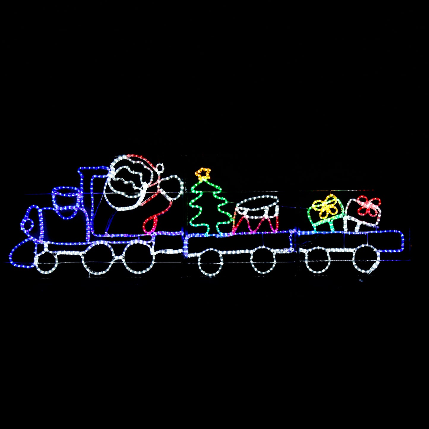 Train du Père Noël - lumières de Noël extérieures - 78x258cm