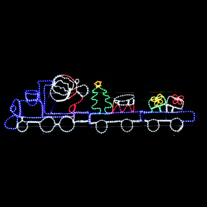 Train du Père Noël - lumières de Noël extérieures - 78x258cm