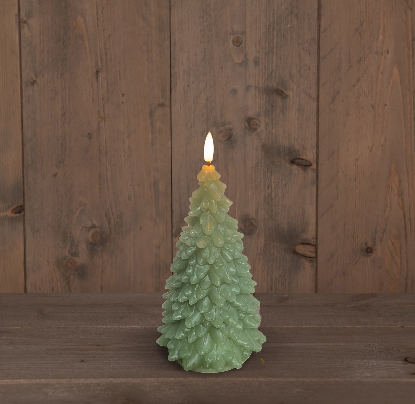 Bougie sapin de Noël 3D sans flamme LED WICK JADE VERT - 20 cm