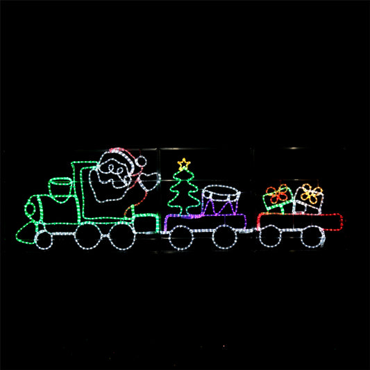 Train du Père Noël - guirlandes lumineuses d'extérieur - 78x258cm
