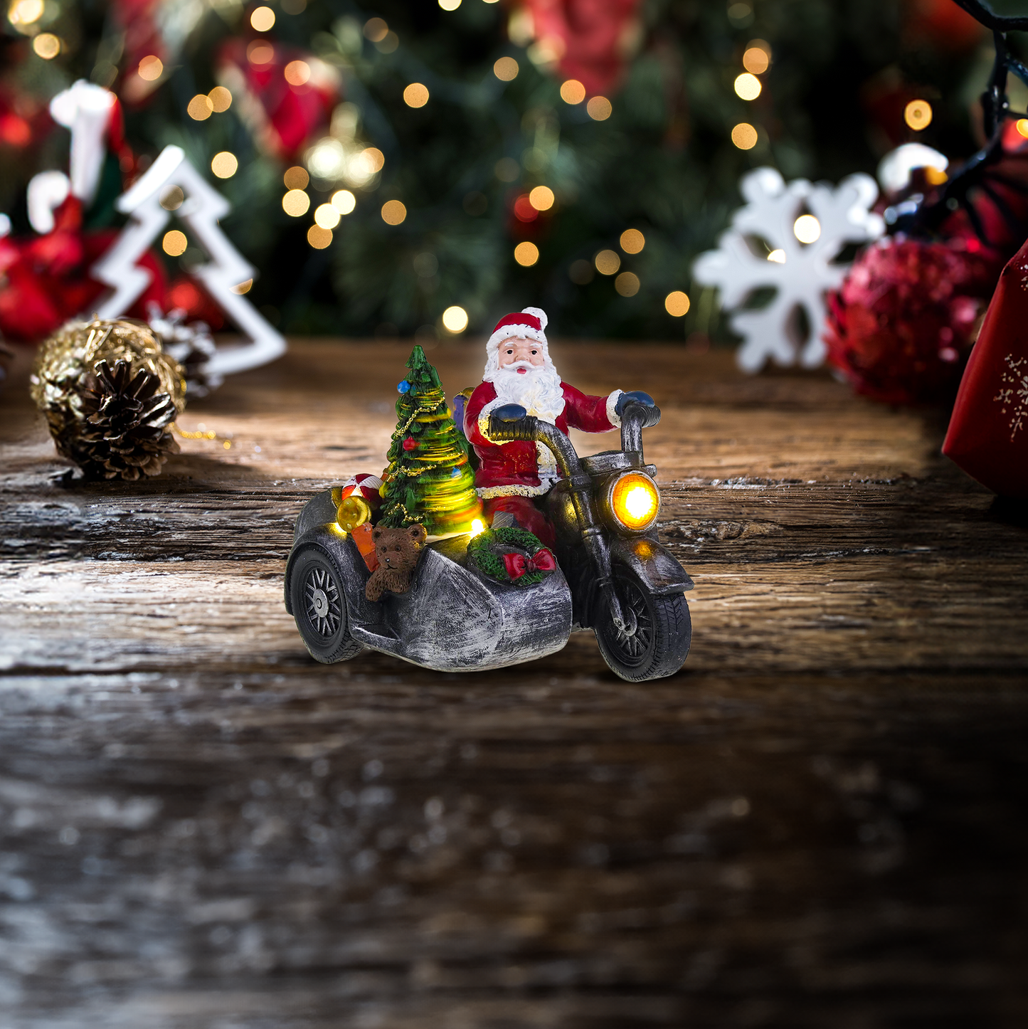 Père Noël en moto avec side-car - Village de Noël