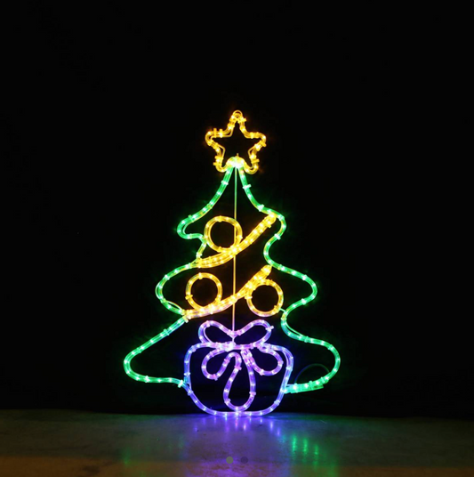 Sapin de Noël avec Cadeau - Motif LED 75x53