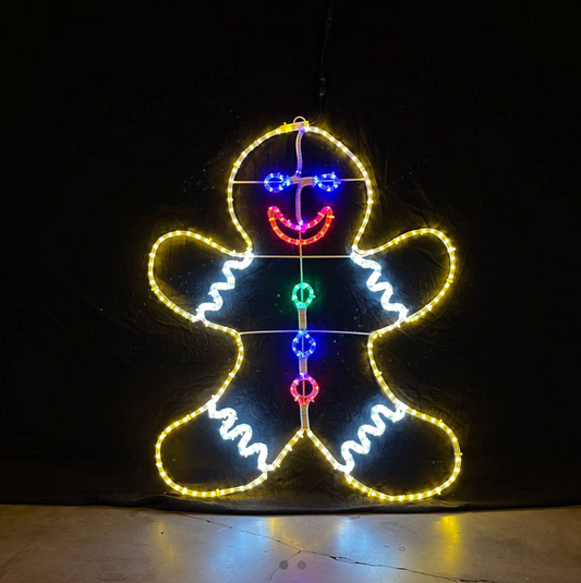 Bonhomme en pain d'épices - Lumière de Noël extérieure - 90x110 cm