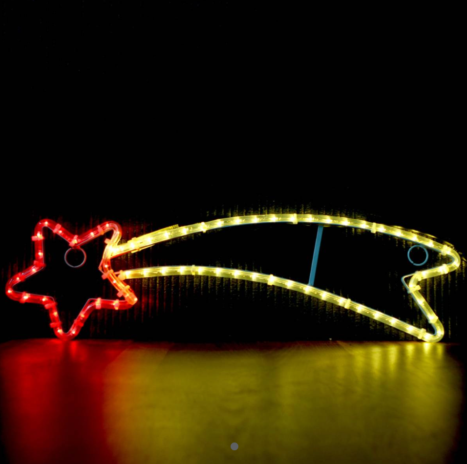 Étoile filante 68x21 cm - Lumière LED rouge et blanc chaud